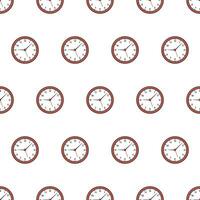 Clocks Seamless Pattern On A White Background. Watch Time Clock Theme Vector Illustration