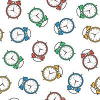 Alarm Clocks Seamless Pattern On A White Background. Clock Theme Illustration vector