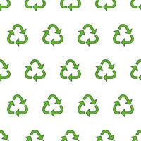 Recycle Triangle Seamless Pattern On A White Background. Eco Green Recycled Vector Illustration