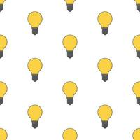 Light Bulb Seamless Pattern On A White Background. Yellow Lamp Theme Vector Illustration