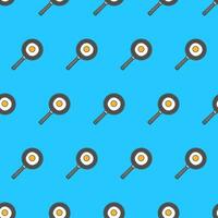 Fried Egg In A Frying Pan Seamless Pattern On A Blue Background. Food Theme Vector Illustration