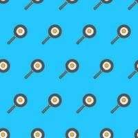 Fried Egg In A Frying Pan Seamless Pattern On A Blue Background. Food Theme Vector Illustration