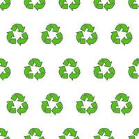 Recycle Triangle Seamless Pattern On A White Background. Eco Green Recycled Theme Vector Illustration