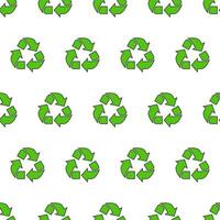 Recycle Triangle Seamless Pattern On A White Background. Eco Green Recycled Theme Vector Illustration