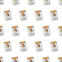 ID Card Seamless Pattern On A White Background. Female Personal Identity Theme Vector Illustration