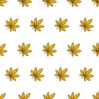 Autumn Leaves Seamless Pattern On A White Background. Autumn Leaf Or Fall Foliage Theme Vector Illustration