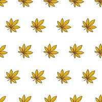 Autumn Leaves Seamless Pattern On A White Background. Autumn Leaf Or Fall Foliage Theme Vector Illustration