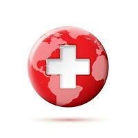 Medical symbol in the form of a globe with a cross. vector