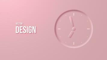 Vector background with a large dial clock on a pink background.