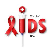 World aids day. Text with tape and medical syringe. vector