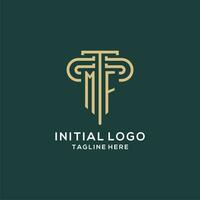 Initial MF pillar logo, elegant and luxury law firm logo vector