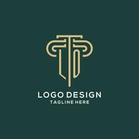 Initial LO pillar logo, elegant and luxury law firm logo vector