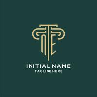 Initial NE pillar logo, elegant and luxury law firm logo vector