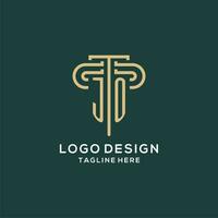 Initial JO pillar logo, elegant and luxury law firm logo vector