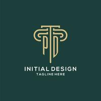 Initial PD pillar logo, elegant and luxury law firm logo vector