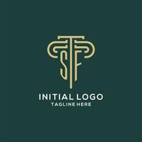 Initial SF pillar logo, elegant and luxury law firm logo vector
