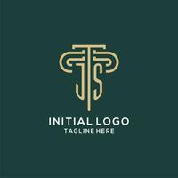 Initial JS pillar logo, elegant and luxury law firm logo vector