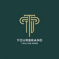 Initial TU pillar logo, elegant and luxury law firm logo vector