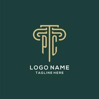 Initial PC pillar logo, elegant and luxury law firm logo vector