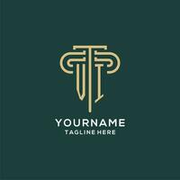 Initial VI pillar logo, elegant and luxury law firm logo vector