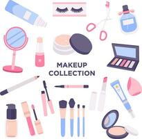 Pink Blue Make Up Routine Collection vector