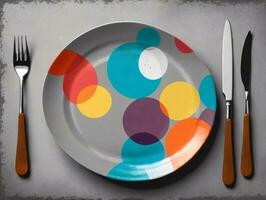 A Plate With A Colorful Design On It. AI Generated photo