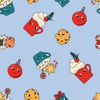 Seamless patterns Christmas in retro style. Design for fabric, textile, wallpaper, packaging. vector