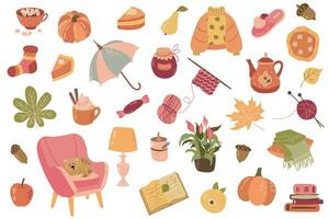 Cozy autumn  set. White background, isolate. vector