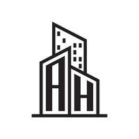 AH real estate logo with building style , Vector