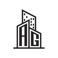 ag real inmuebles logo con edificio estilo , vector