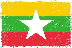 Myanmar flag grunge distressed style vector