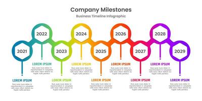 Infographic timeline of important events, 9-year company history. business presentation. Vector illustration.