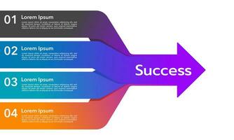 Infographic business presentation 4 options to success. Infographic Arrows. Strategy, Marketing, Report. Vector illustration.