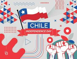 Chile mapa y elevado puños nacional día o independencia día diseño para Chile celebracion. moderno retro diseño con resumen iconos vector ilustración.