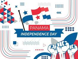 PANAMA Map and raised fists. National day or Independence day design for PANAMA celebration. Modern retro design with abstract icons. Vector illustration.