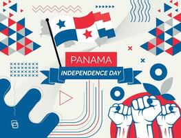 PANAMA Map and raised fists. National day or Independence day design for PANAMA celebration. Modern retro design with abstract icons. Vector illustration.