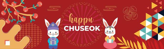 Happy CHUSEOK DAY , Chinese New Year 2024 , Year of the Rabbit , Chinese Traditional. vector