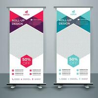 Modern roll up banner template, Standee template, X-banner template, Flag banner. vertical, abstract background, pull up design, modern x-banner, rectangle size. vector