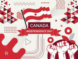 Canadá mapa y elevado puños nacional día o independencia día diseño para Canadá celebracion. moderno retro diseño con resumen iconos vector ilustración.