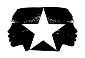 Design for a black woman's profile t-shirt with a white star. Vector illustration for black history month.