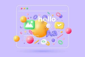 hello web page design with colorful icons and balloons vector