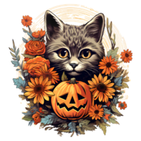 gato cachorro cortar flores vintage ai generativo png