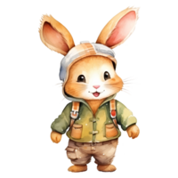 rabbit go to school cartoon ai generative png