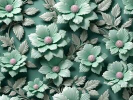 A Close Up Of A Bunch Of Flowers On A Green Background. AI Generated photo