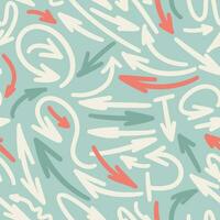 Hand drawn wavy arrow marks seamless pattern. Vector hand drawn repeatable backdrop. Subtle colors design for wallpaper, wrapping, backdrop, fabric.