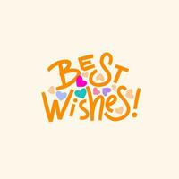 Best Wishes square card. Greeting words with hearts composition. Template for stickers, banners, social media, posters. vector