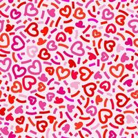 Red love heart seamless pattern illustration. Cute modern romantic pink hearts background print. Valentines day holiday backdrop texture, romantic wedding design. vector