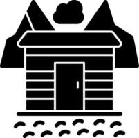 cubierto de nieve pueblo vector icono diseño