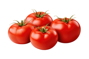 Ripe fresh organic tomatoes, isolated on transparent background AI Generative png