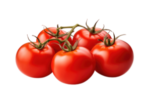 Ripe fresh organic tomatoes, isolated on transparent background AI Generative png